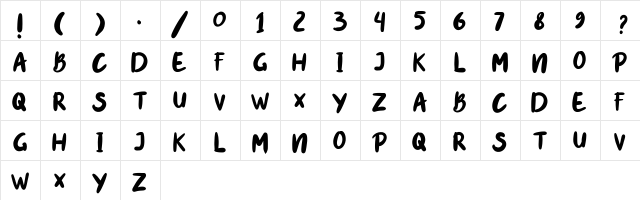 miracle Regular  glyph index