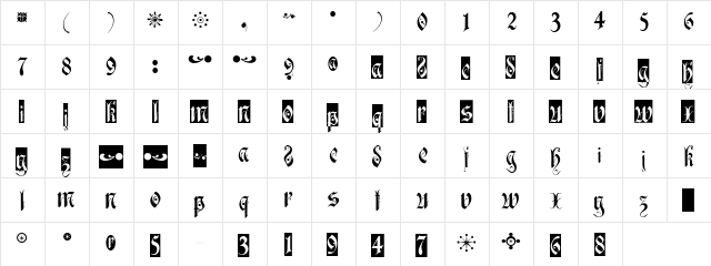 Albany Regular  glyph index