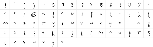 inna fonta Regular  glyph index