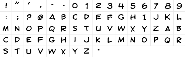 LYBinkyFont Regular  glyph index