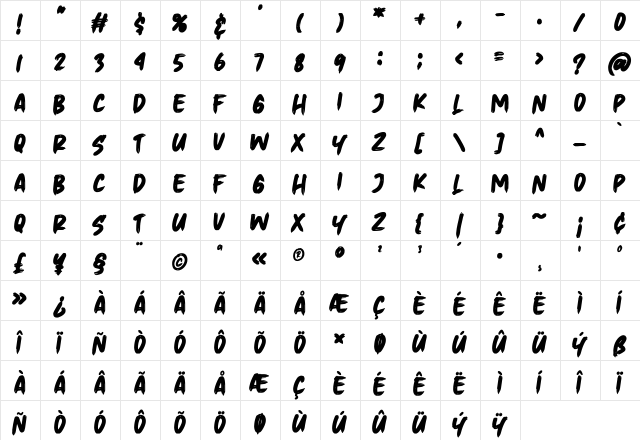 Wkwkwk Regular  glyph index