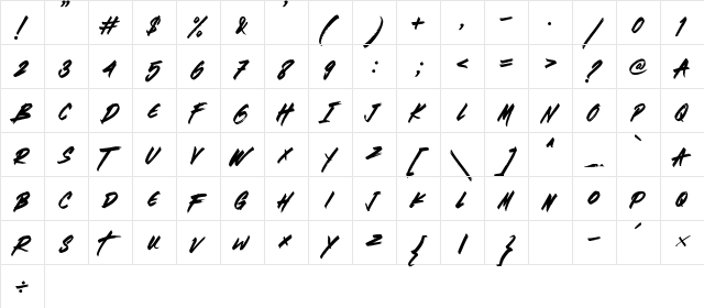 Brotherhood Regular  glyph index