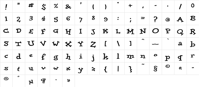 DoloresCyr Bold  glyph index