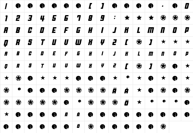 Paregos Italic  glyph index