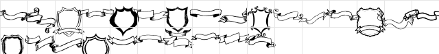 Frames'n Riboons Regular  glyph index