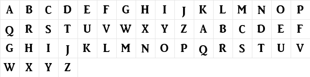 BigtowneBold Regular  glyph index