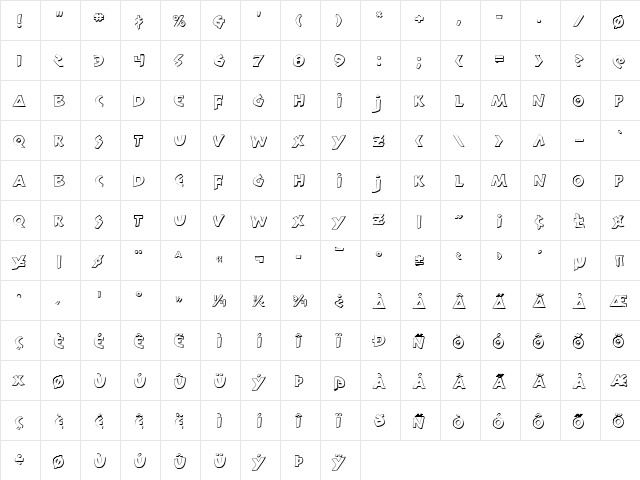 300 Trojans Shadow Regular  glyph index