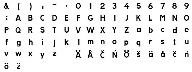 TratexVit Regular  glyph index