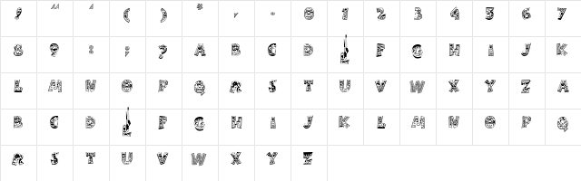 TREASURE HUNT Regular  glyph index