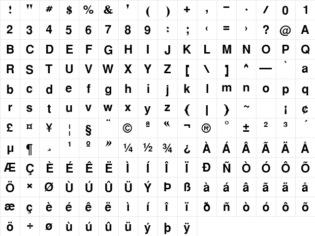 WinSoft Naskh Pro ExtraBold  glyph index