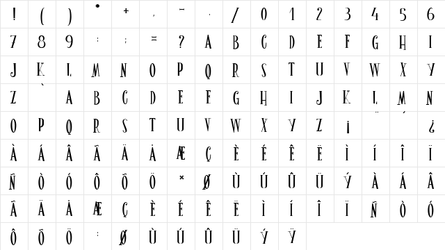 Le Grimoire du Bonheur Regular  glyph index