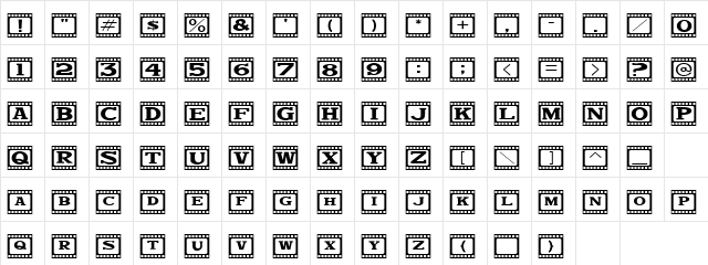 Evita Sad Bold Regular  glyph index