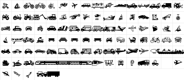 Mini Pics Lil Vehicles Regular  glyph index