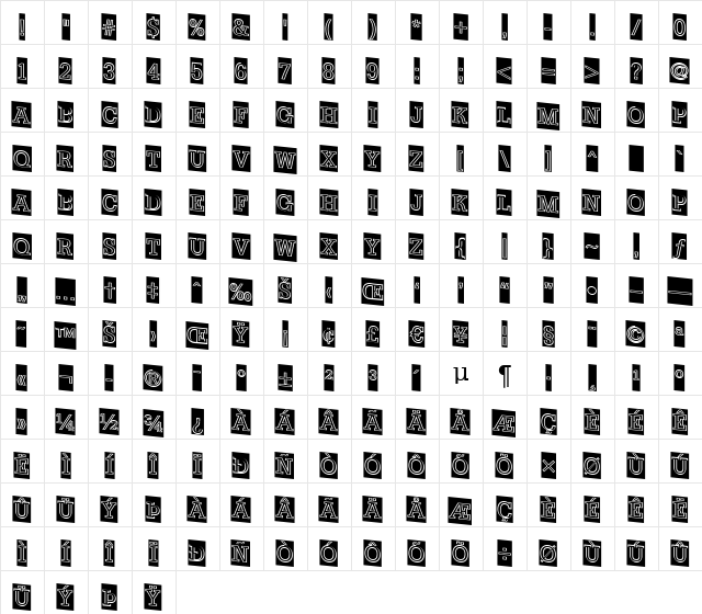 a_NoterCmGrDn Regular  glyph index