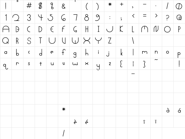 Arctic Regular  glyph index