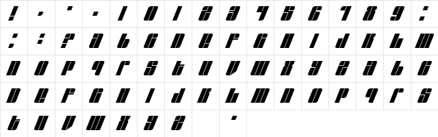 EastLift Regular  glyph index