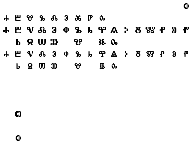 g?agolica Regular  glyph index