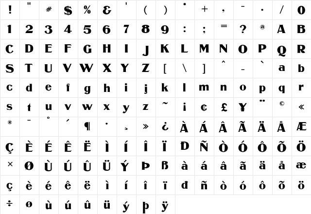 Murden CF ExtraBold Regular  glyph index