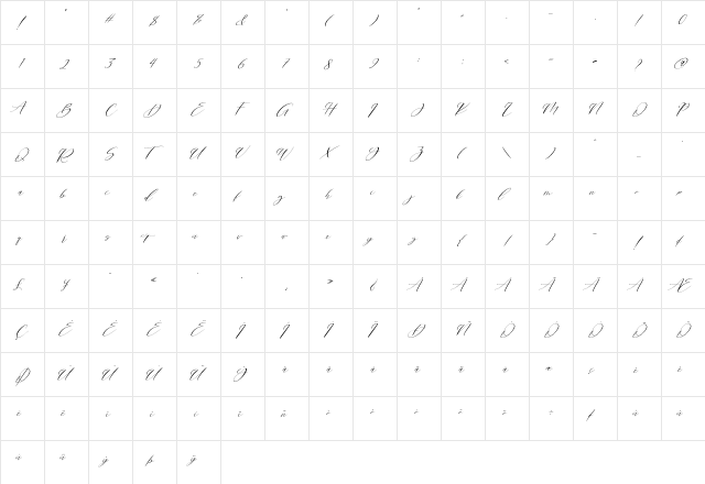Streat line Regular  glyph index