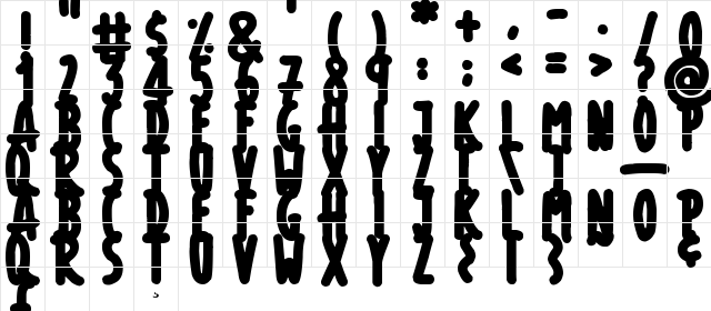 Thick Marker Talls Regular  glyph index
