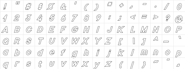Nordica Plus NordicaClassicBkOblOl  glyph index