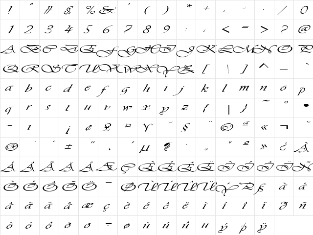 FZ SCRIPT 26 EX Normal  glyph index