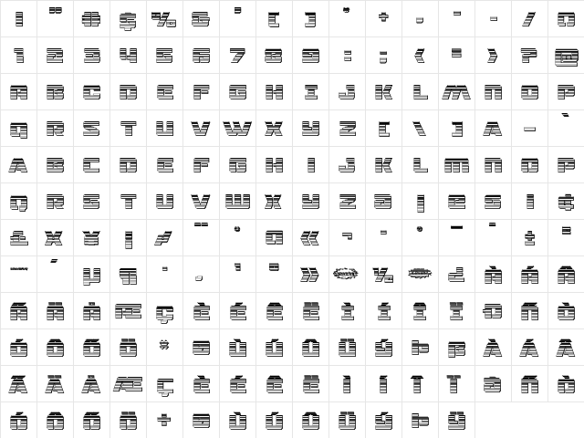Drone Tracker Chrome Regular  glyph index