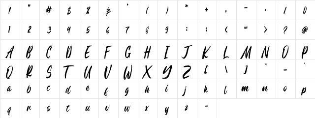 Hillstate Demo Regular  glyph index