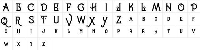 Celestial Typeface Regular  glyph index