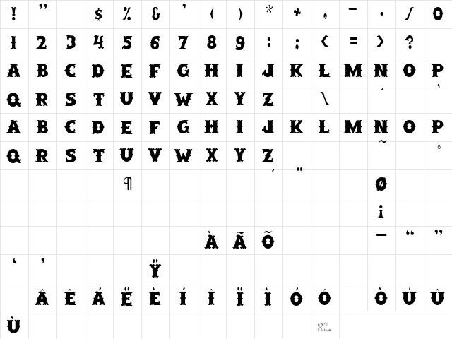 Ironman 2 Regular  glyph index