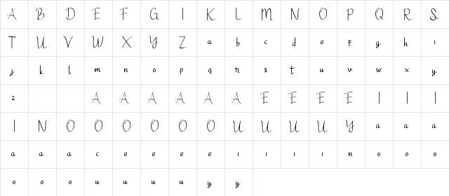 Ginger Spicedemo Bold  glyph index