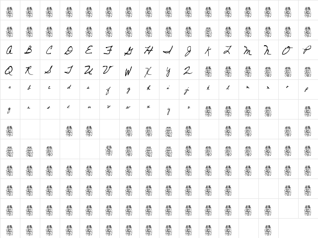 Dancing Pam (Demo) Regular  glyph index