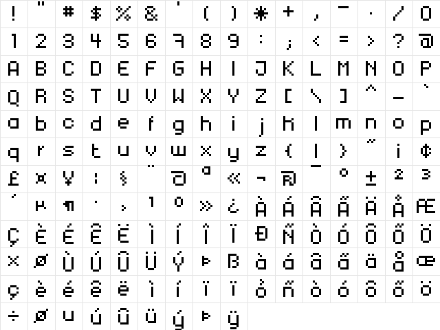 xpdr03 Regular  glyph index