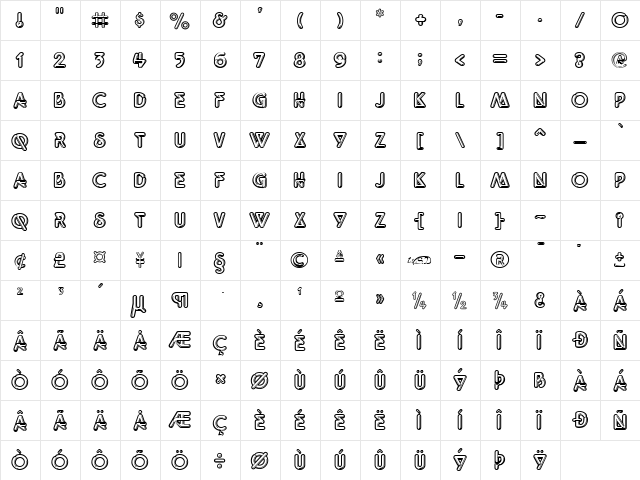 Quark Neon Regular  glyph index