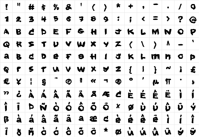 Hold your breath Regular  glyph index