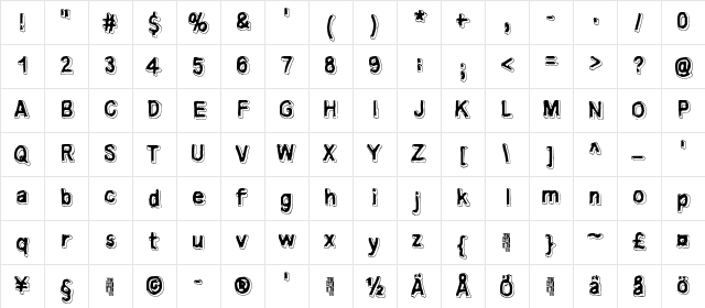 Universedge Regular  glyph index