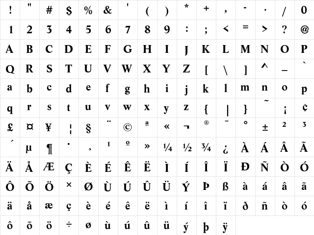 LifeEF Bold  glyph index