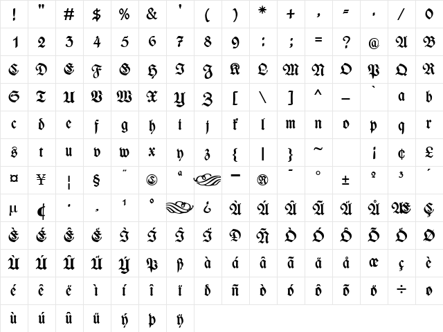 WieynckFrakturUNZ1L Bold  glyph index