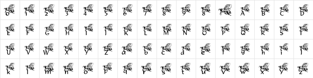 New Regular  glyph index