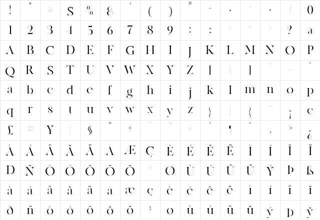 MADE Canvas Regular  glyph index