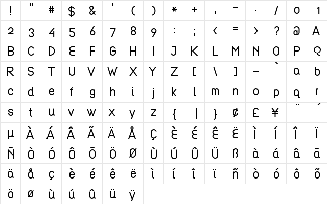 EPF LUL  glyph index