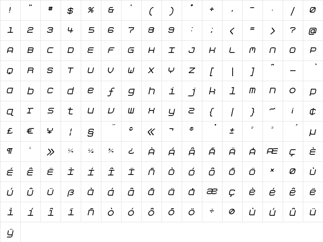 Aspirin-Intoxicate Regular  glyph index