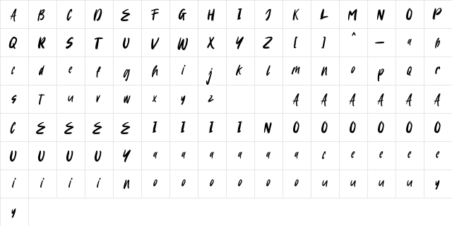 Amazing Books Regular  glyph index