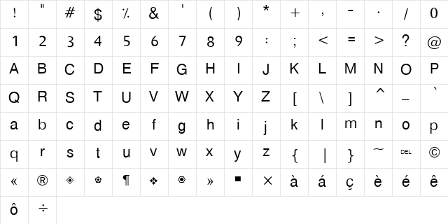 Hacen Liner Print-out Light Regular  glyph index