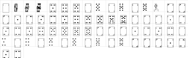 Linotype Game Pi French Cards  glyph index