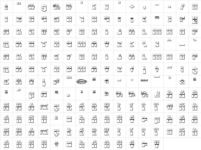 Micronian Laser 3D Regular  glyph index