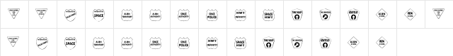KR Kinda Spacey Regular  glyph index