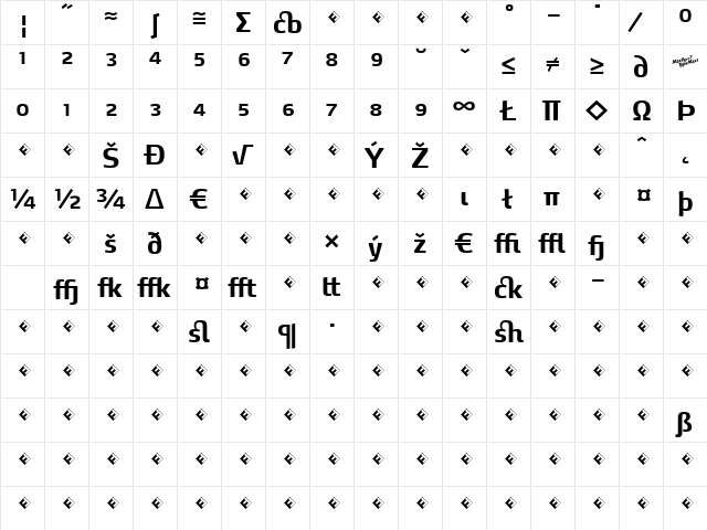 MaxDemiSerif-BoldExpert Regular  glyph index