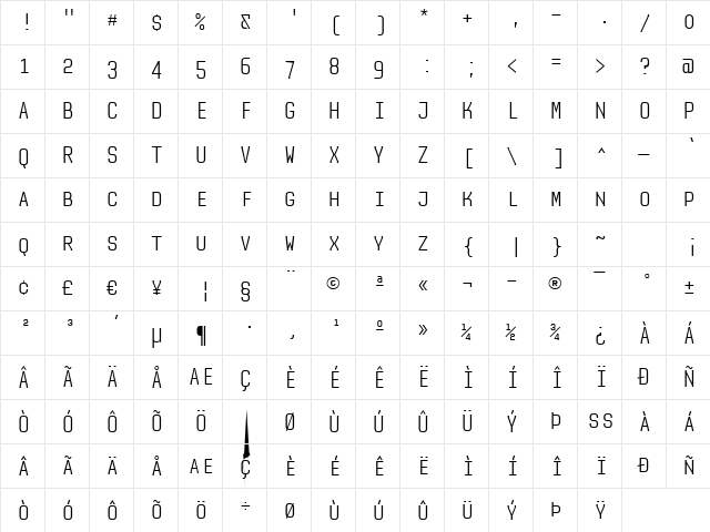Audimat Mono SmallCapsLight  glyph index