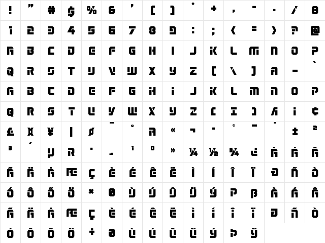 Legio Sabina Bold Bold  glyph index
